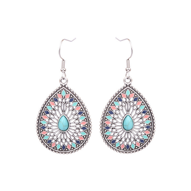 Colorful Geometric Drop Oil Dangle Earrings for Women