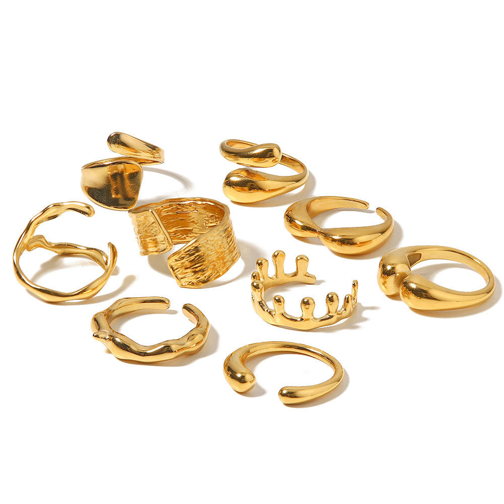 Irregular Adjustable Punk Simple Rings