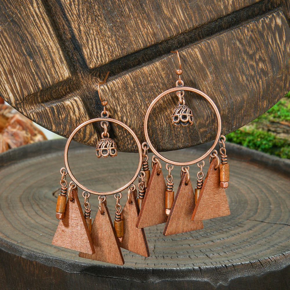 Bohemian Style Handmade Tassel Earrings with Heart-Shaped Design