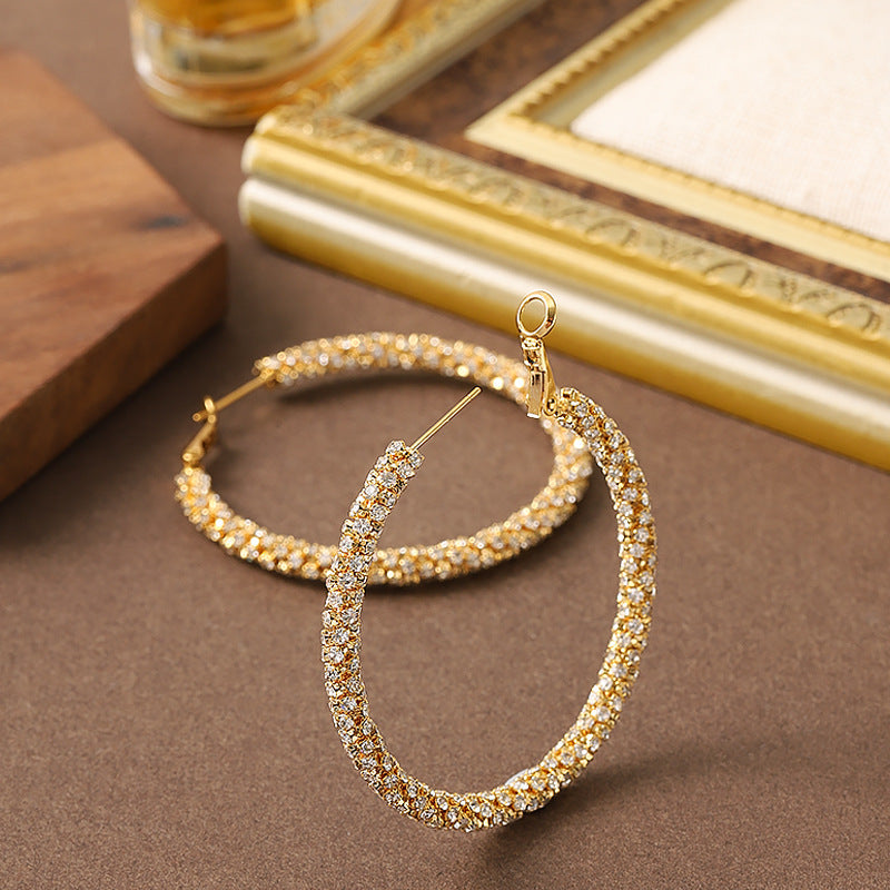 Geometric Rhinestone Circle Earrings For Women