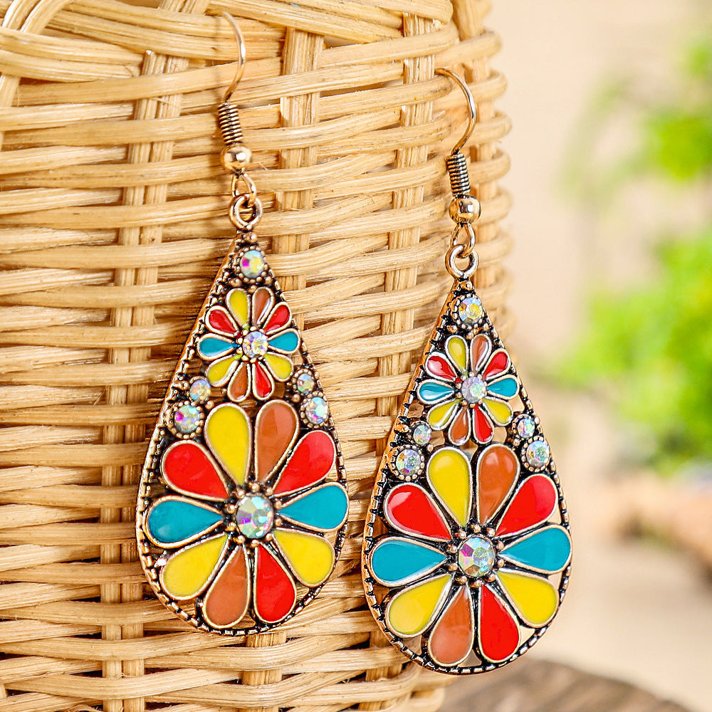 Colorful Alloy Drop Earrings Bohemian Style Fashionable Accessories