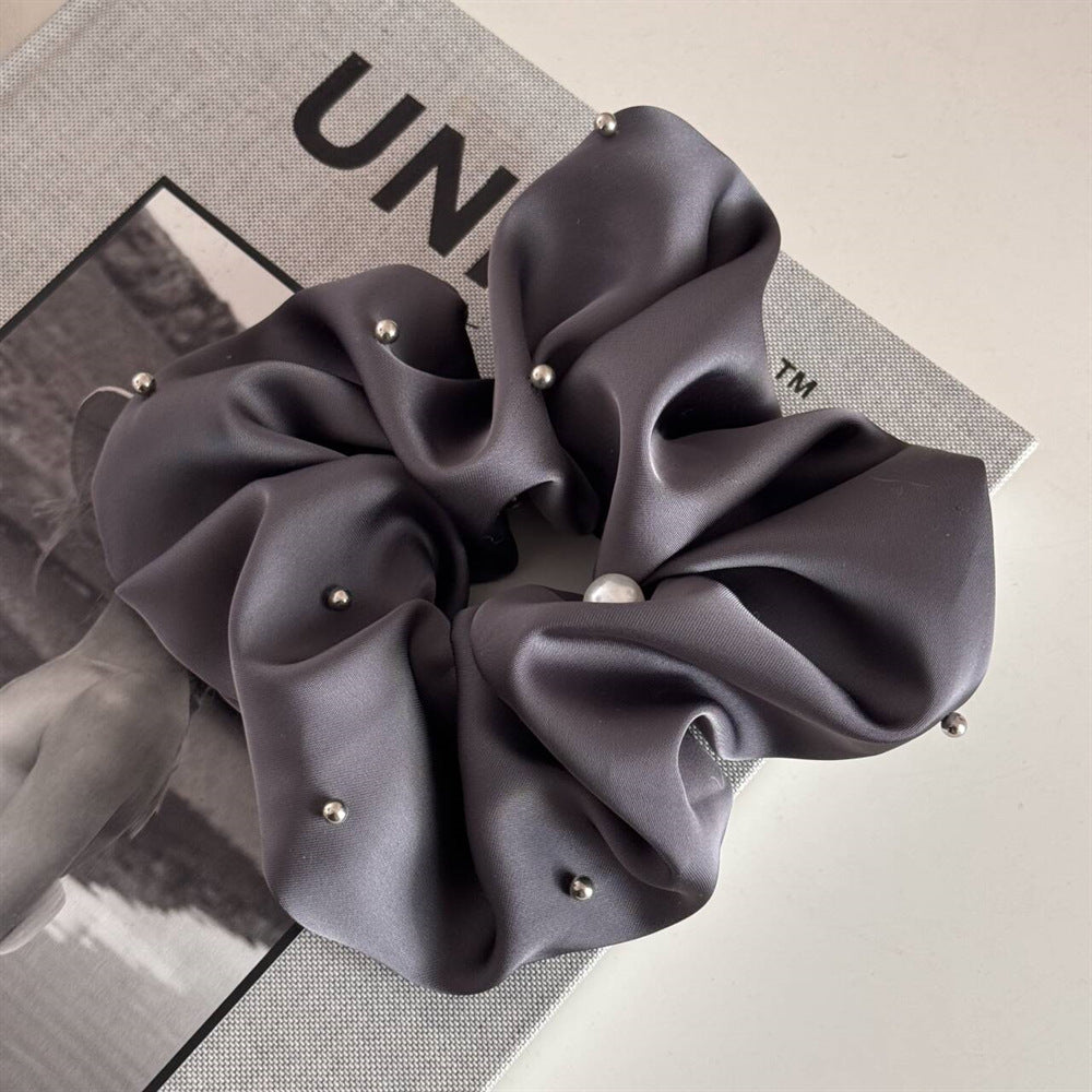 Elegant Pearl Studded Satin Hair Tie