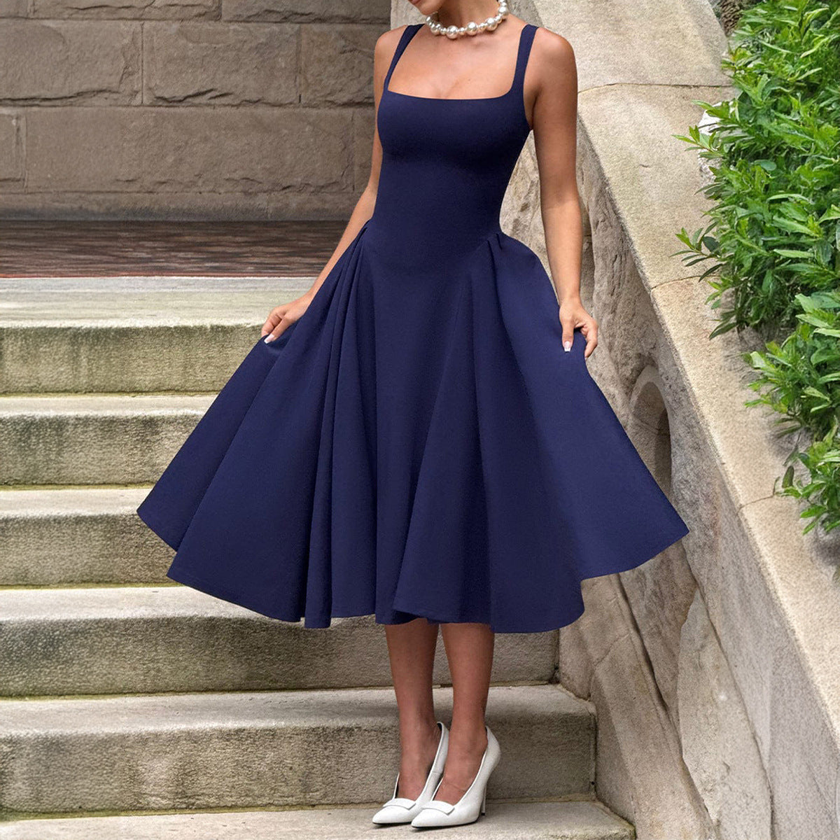 Elegant French Style Sleeveless Maxi Dress for Women