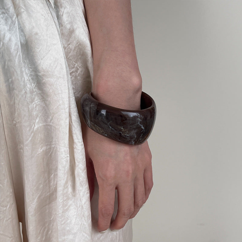 Trendy Chunky Square Wide Resin Bracelet