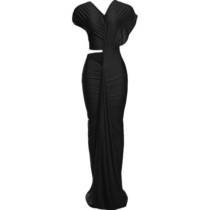 Sleek Cut-Out Bodycon Maxi Dress In Solid Colors