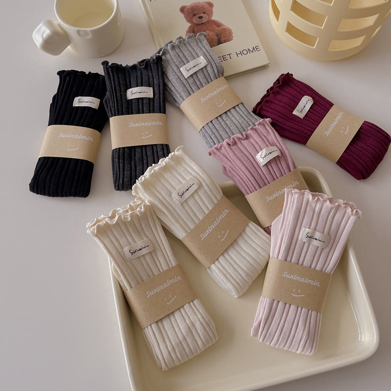 Sweet Solid Color Flounce Soft Socks