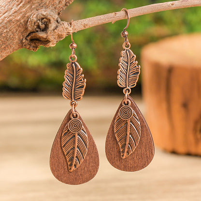 Bohemian Style Leaf Earrings Trendy Zinc Alloy Jewelry