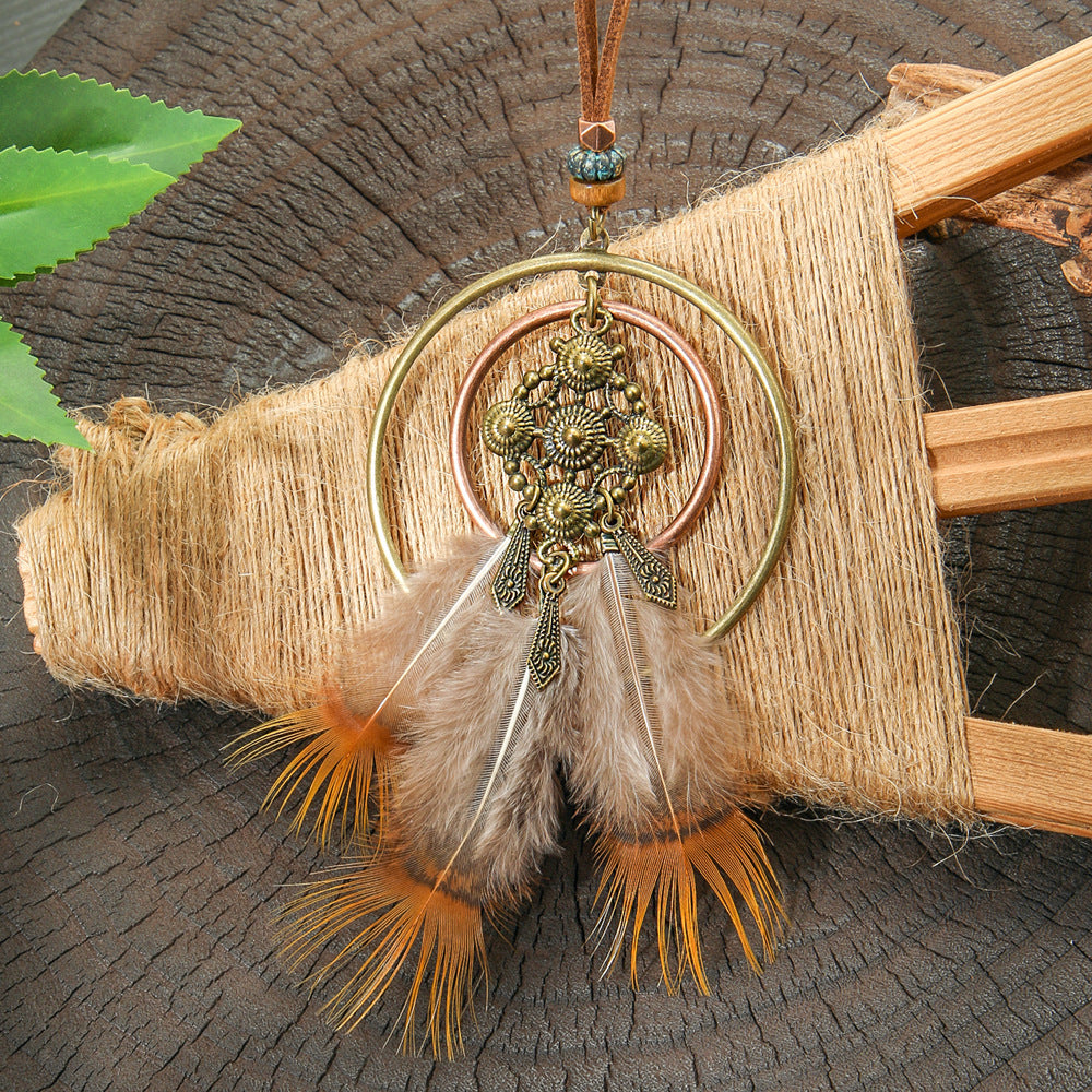 Bohemian Tassel Natural Feather Necklace Ethnic Vintage Jewelry