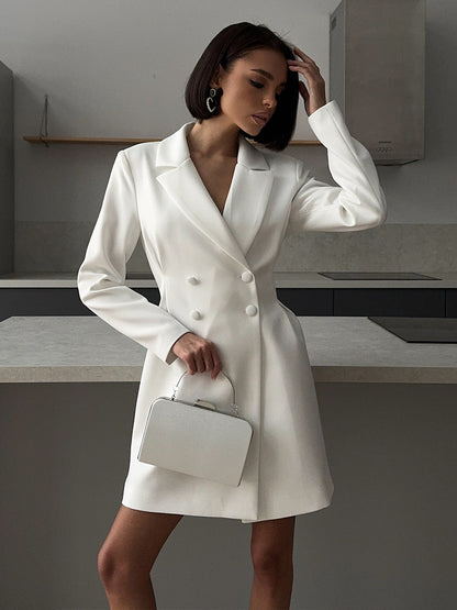 Elegant Blazer Dress V-Neck Short Dress