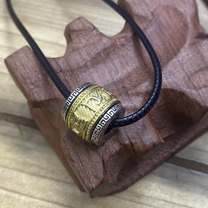 Intime Silver Distressed Pendant Six-Character Mantra Necklace Vintage Jewelry Couple Birthday Gift