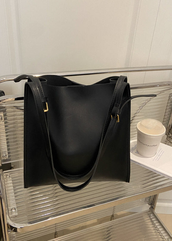Structured PU Leather Tote With Shoulder Strap