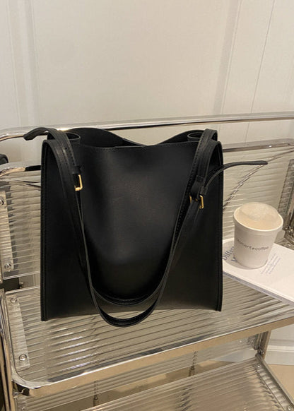Structured PU Leather Tote With Shoulder Strap