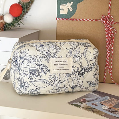 Simple Flower Print Simple Make Up Bag