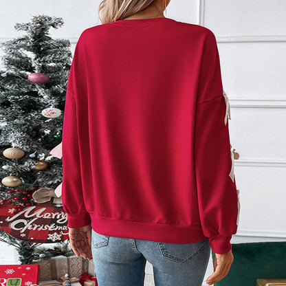 Cute Solid Color Bow Knot Pullover Sweater