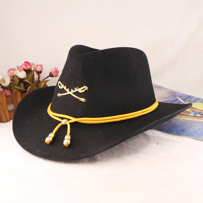 Wool Jazz Fedora Hat with Peanut Chain Stylish Unisex