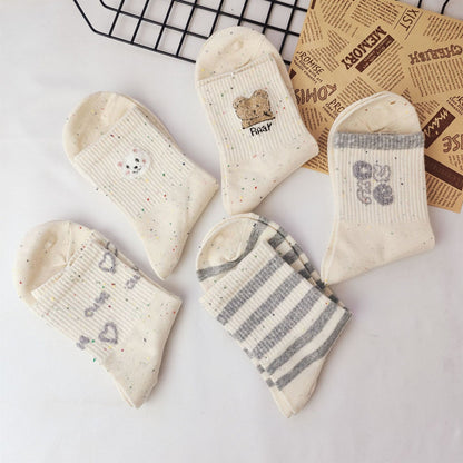 Rufia - Cute Cartoon Bear Pattern Crew Socks