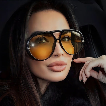 Trendy Oversized Squared Sunglasses UV400 Fashion Accessory
