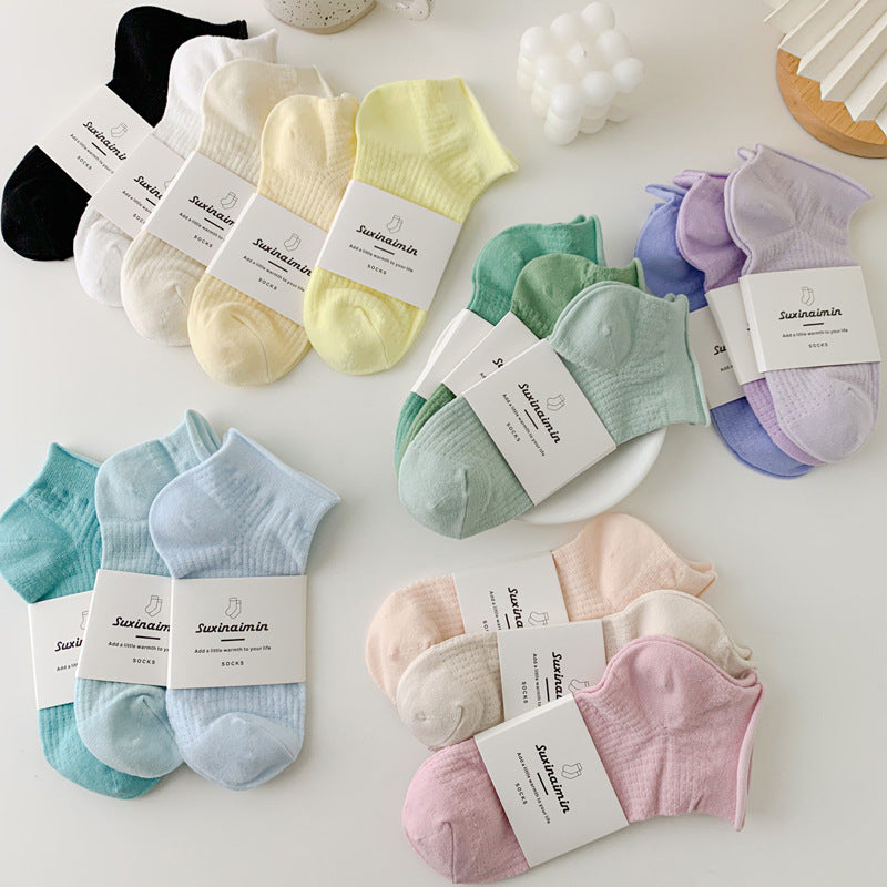 Simple Solid Color Low Ankle Socks