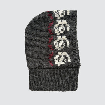 Textured Wool Blend Rose Pattern Beanie with Neck Warmer