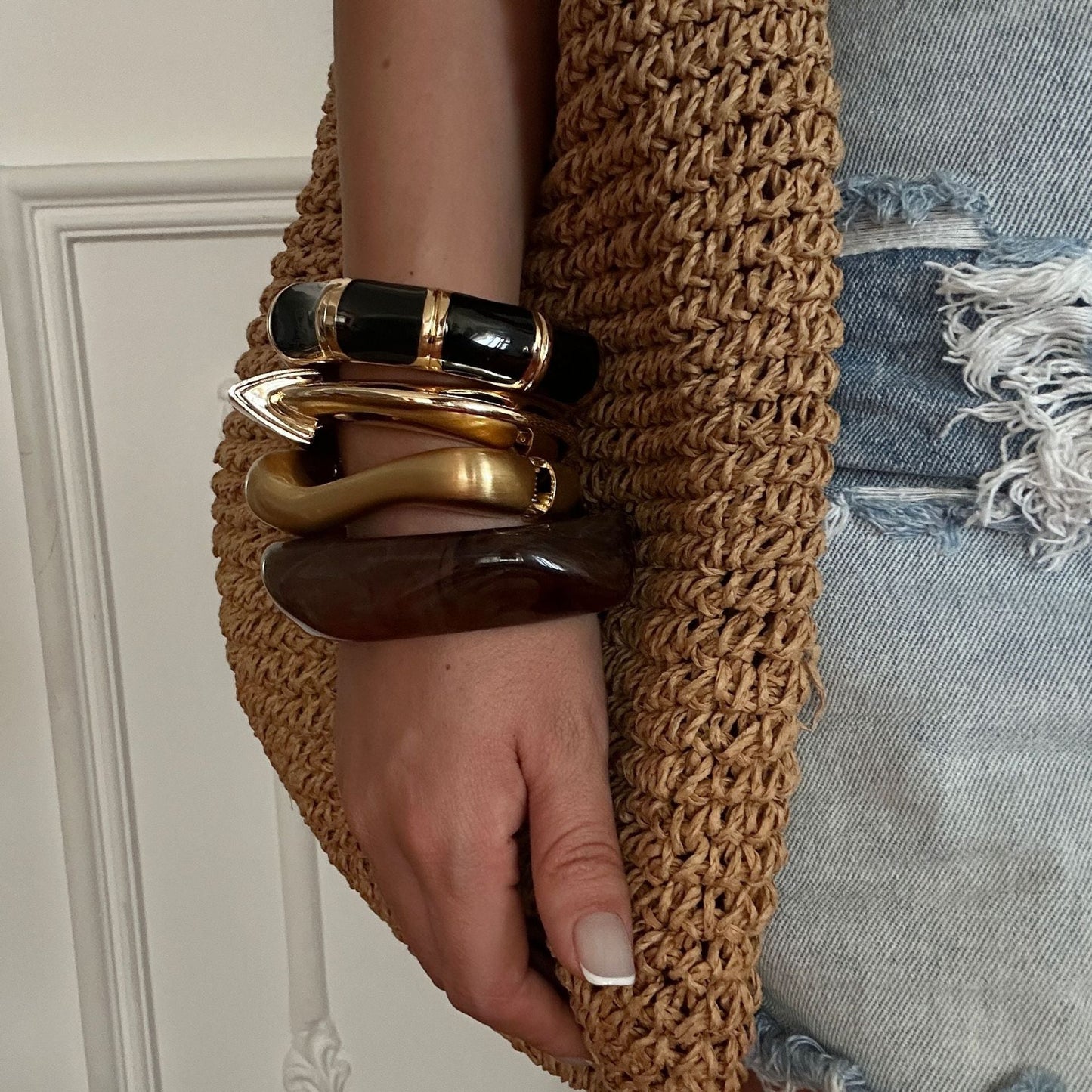 Irregular Metal Acrylic Layered Bracelets