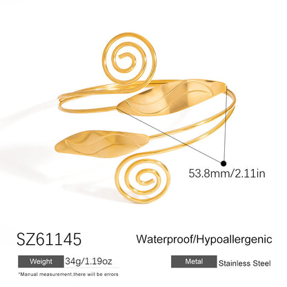 Stylish Stainless Steel Bangle Bracelet With 18K Gold Finish