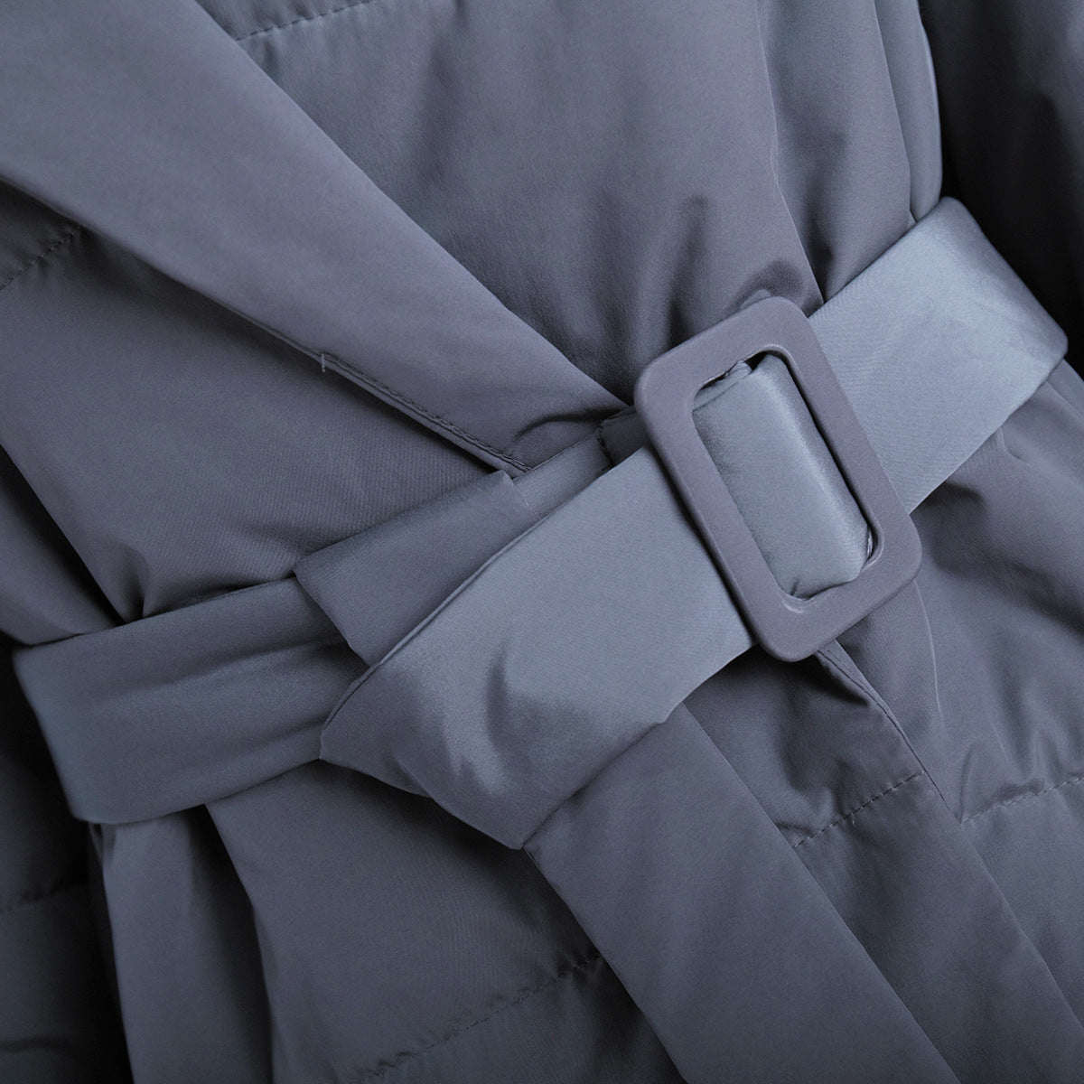 Collared Quilted Coat Slim Fit Belted Outerwear