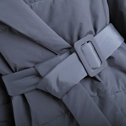 Collared Quilted Coat Slim Fit Belted Outerwear