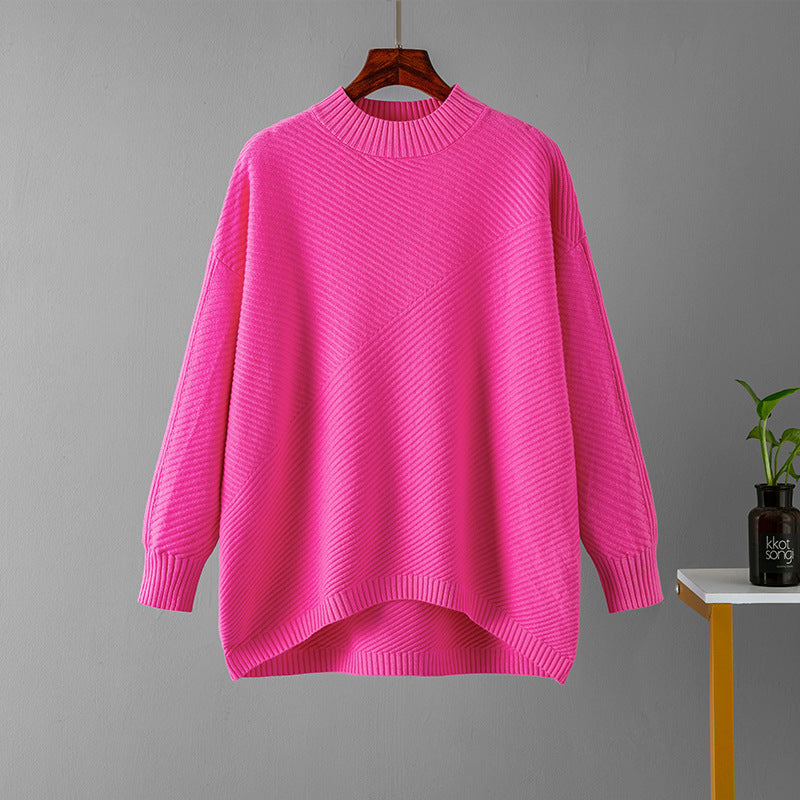 Retro Mock Neck Oversized Pullover Knit Sweater