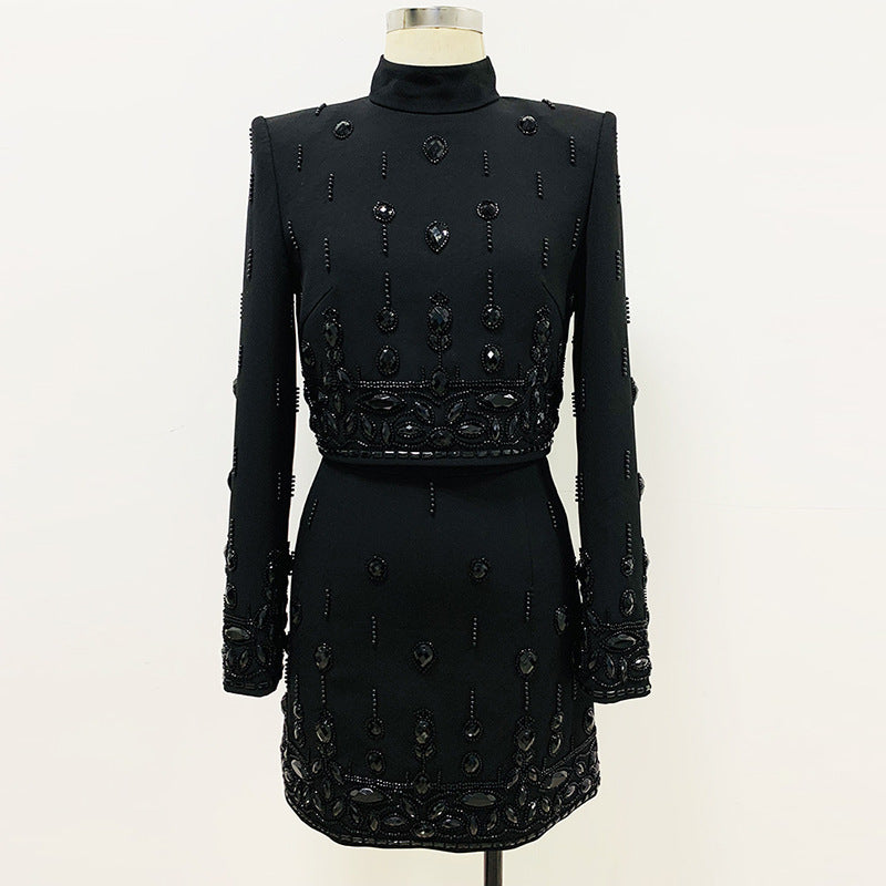 Embellished Two-Piece Set with Short Skirt