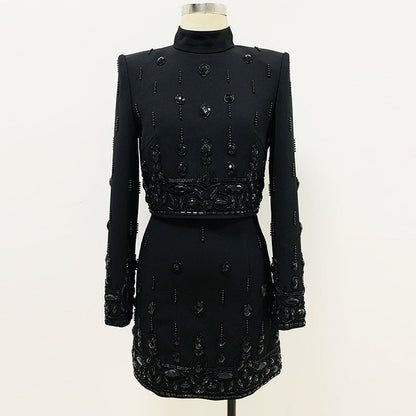 Beaded Short Top and Skirt Set