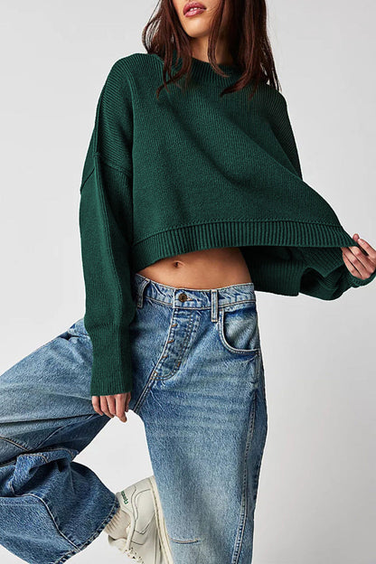 Solid Color Round Neck Simple Sweater