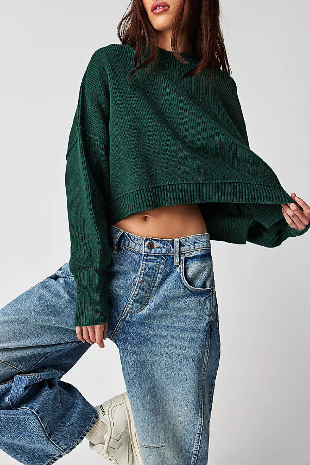Solid Color Round Neck Simple Sweater