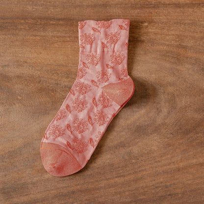 Rufia - Embossed Wide-Cuff Mid-Calf Socks