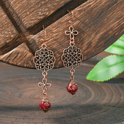 Elegant Vintage Leaf Dangle Earrings Zinc Alloy Art Design