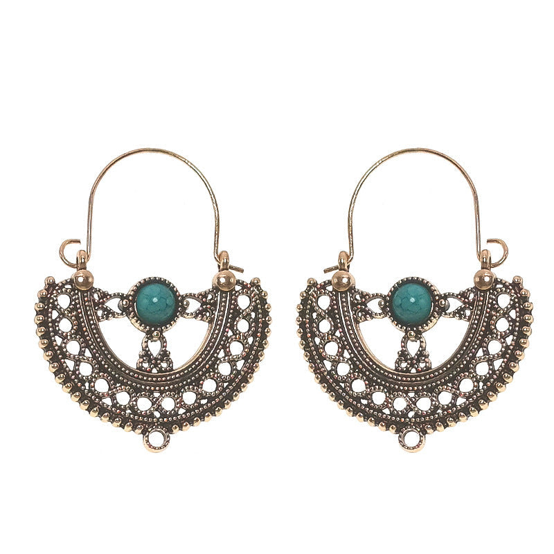 Bohemian Turquoise Earrings Vintage Style Geometric Alloy Earrings