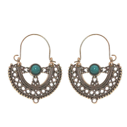 Bohemian Turquoise Earrings Vintage Style Geometric Alloy Earrings
