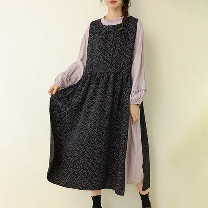 Floral Pattern Sleeveless Linen Cotton Maxi Dress