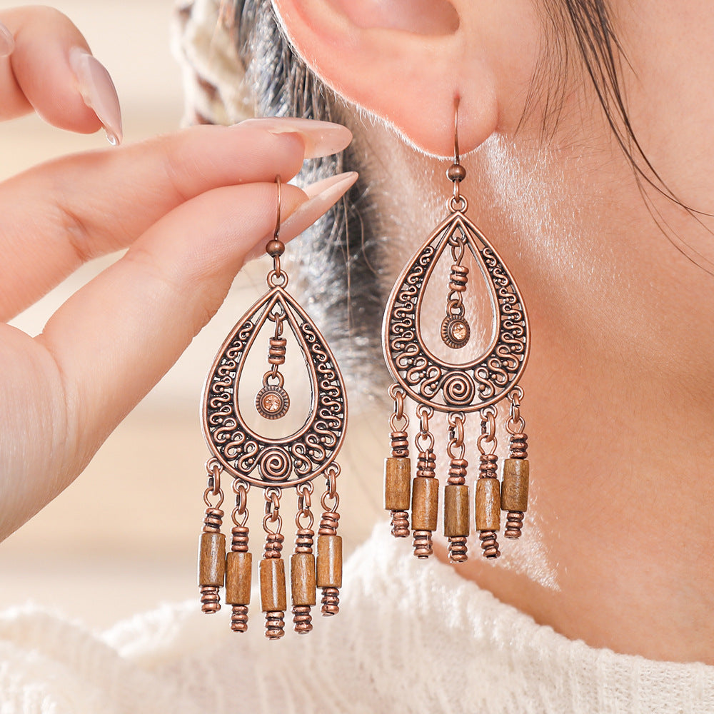 Bohemian Vintage Style Leaf Drop Earrings Stylish Zinc Alloy Jewelry