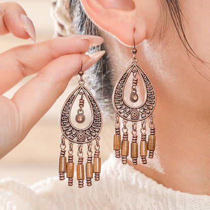 Bohemian Vintage Style Leaf Drop Earrings Stylish Zinc Alloy Jewelry