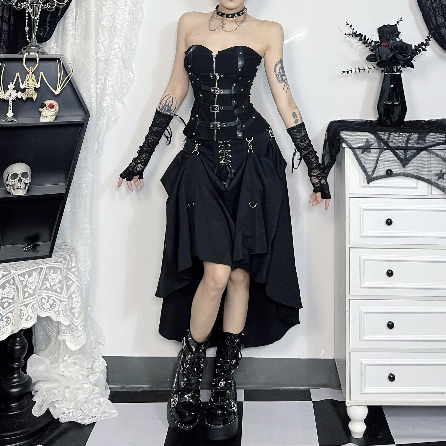 Summer Black A-Line Bodycon Skirt