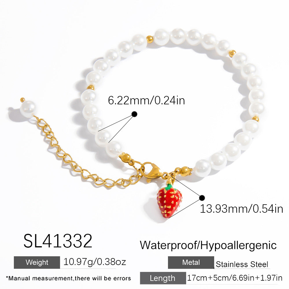 Charming Fruit Pendant Stainless Steel Bracelet Stylish Women's Jewelry