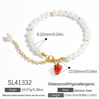 Charming Fruit Pendant Stainless Steel Bracelet Stylish Women's Jewelry
