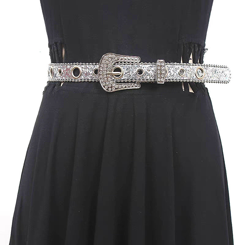 Vintage Rhinestone Shiny Punk Belt