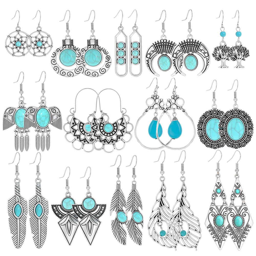 Bohemian Tassel Earrings Set Vintage Geometric Alloy Jewelry