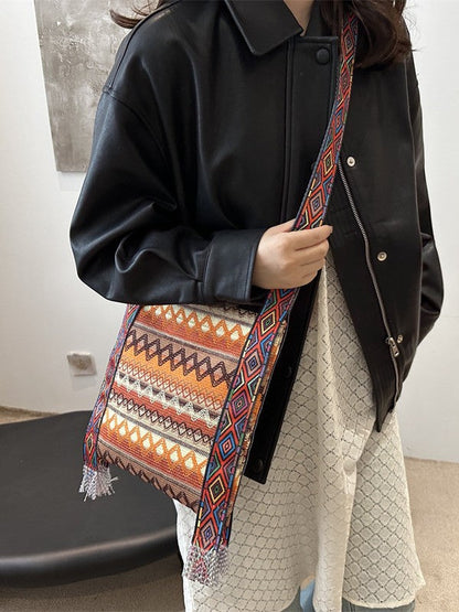 Vintage Ethnic Style Fringe Shoulder Bag Casual Tote