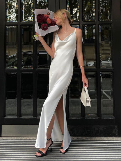 High Slit Backless Camisole Maxi Dress