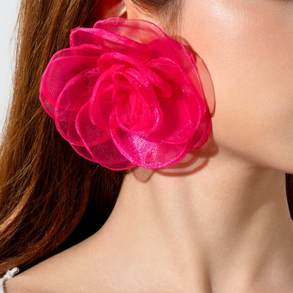 Stylish Irregular Floral Denim Flower Earrings