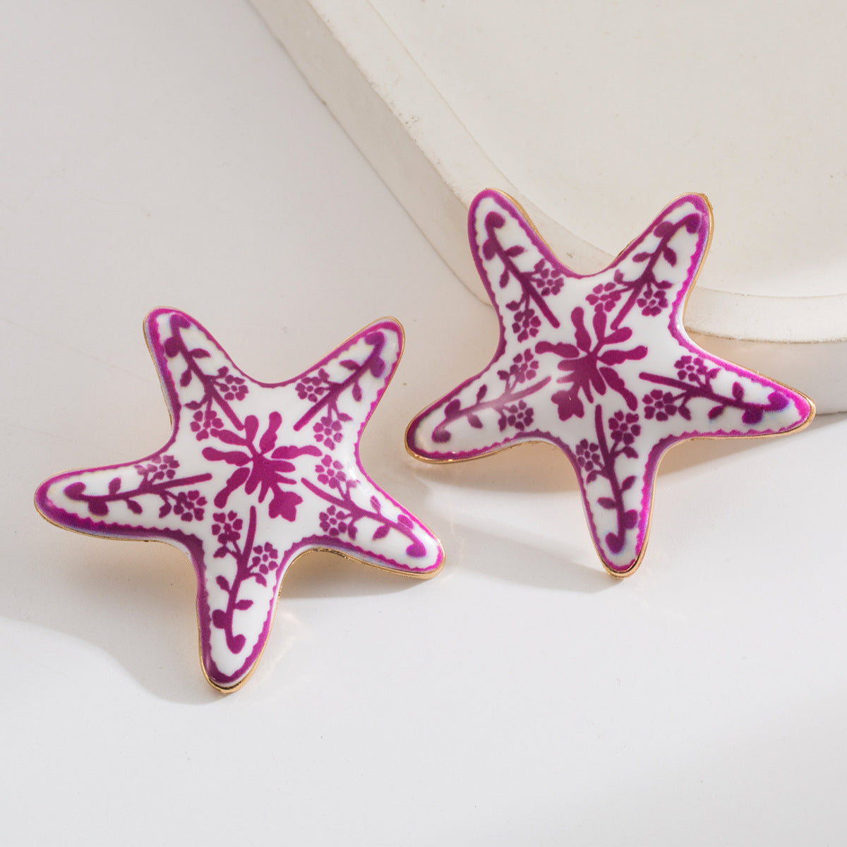 Marine Starfish Enamel Earrings Trendy Beach Vacation Style