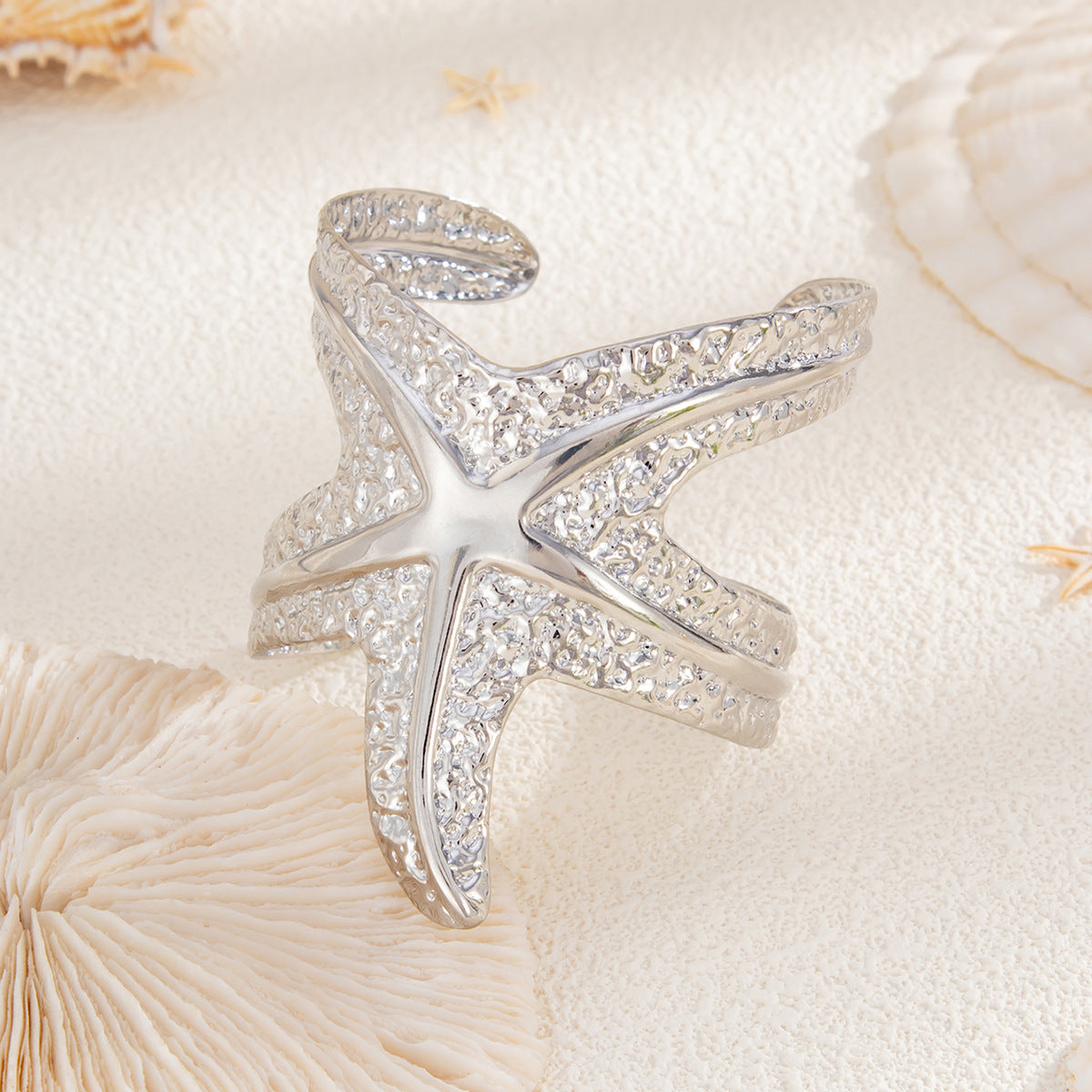 Metallic Retro Starfish Bangle Fashion Open Bracelet