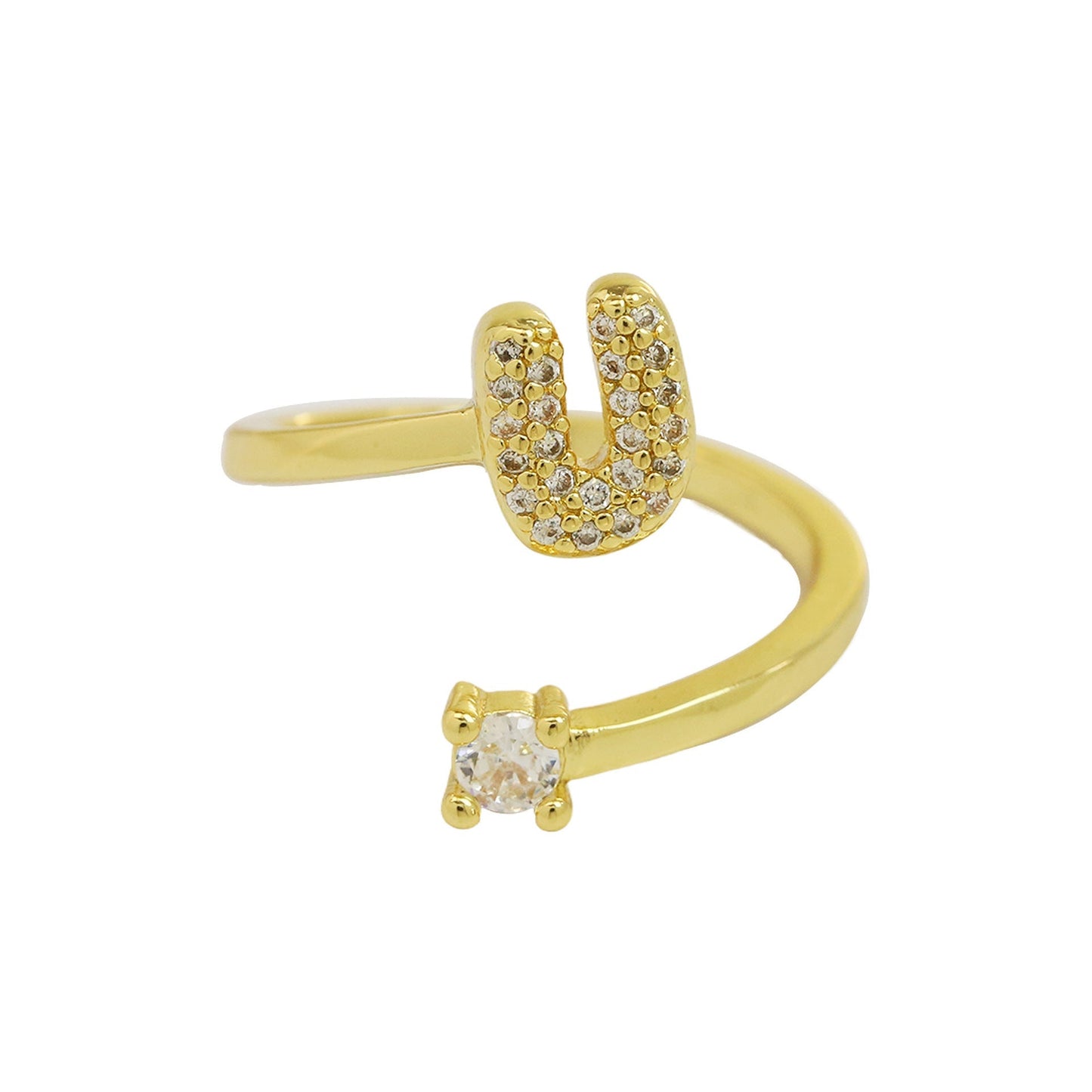 Letters AâZ Sparkling Zircon Adjustable Ring